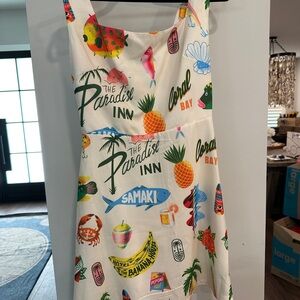 Anthropologie inspired colorful print mini dress lace up back